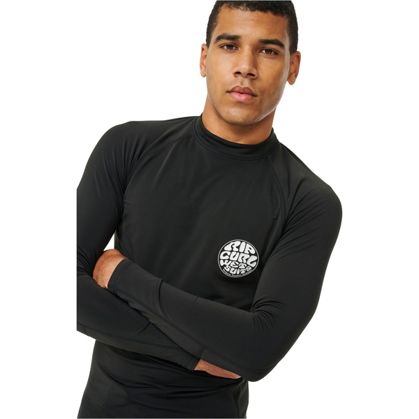 2025 Rip Curl Mens Icons UPF Brushed Long Sleeve Rash Vest 153MRV - Black